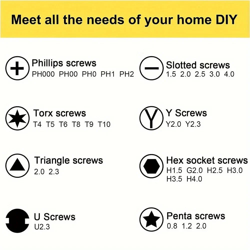 Screwdriver Set 33 in 1 Phillips Torx Hexagonal Precision Screw Driver Bit Manual Repair Tool for iPhone PC Camera Watch Glasses