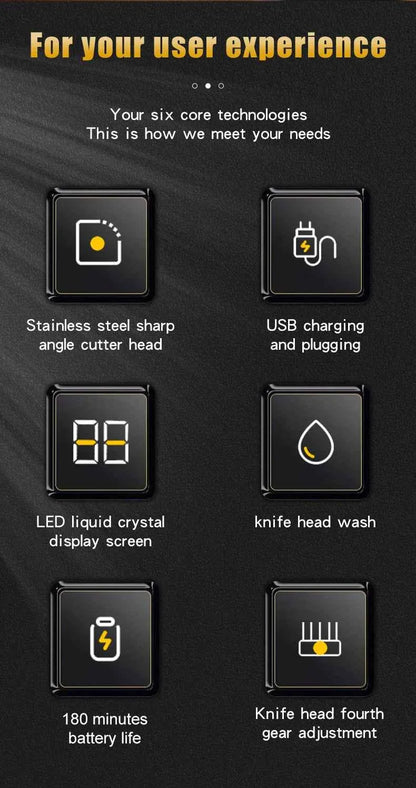 USB Rechargeable Hair Clippers for Men, Three-piece Set with Oil Head and Electric Trimmers, Ideal for Home Use