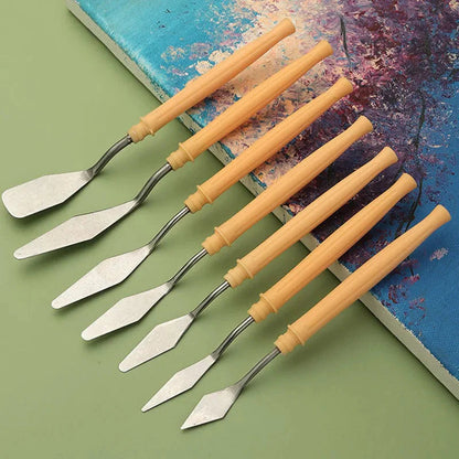 Art Supplies 7Pcs/Set Stainless Steel Oil Painting Knives Artist Crafts Spatula Palette Oil Painting Mixing Knife Scraper
