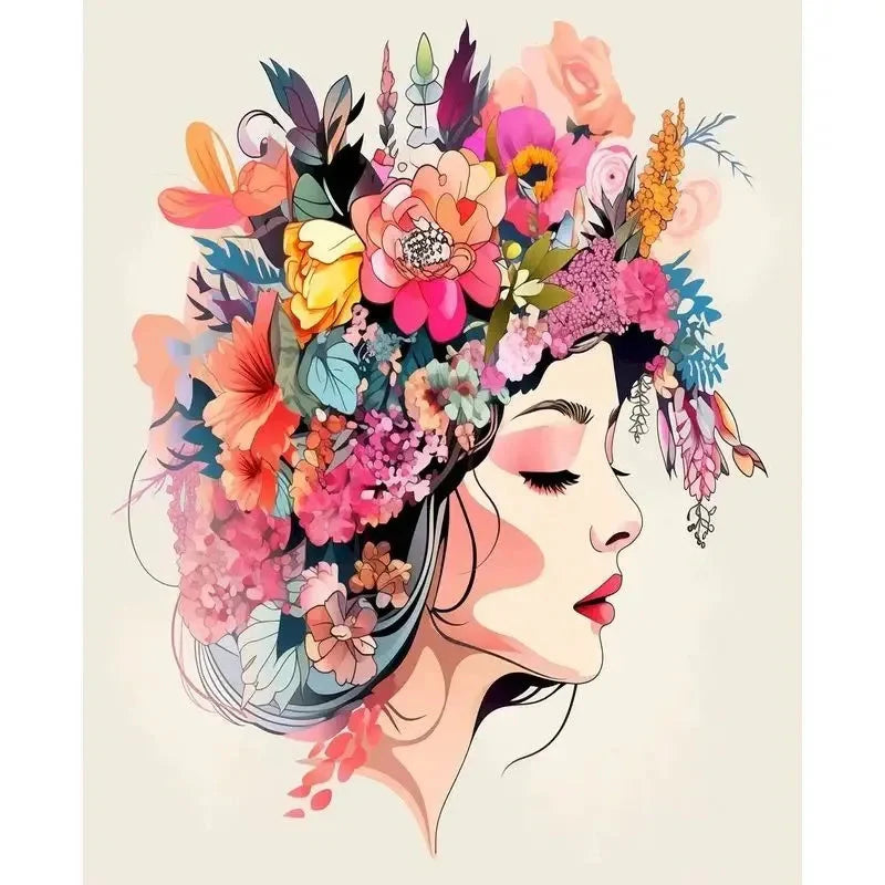 Paint By Number Woman Drawing on Canvas HandPainted Art Gift DIY Pictures By Number Flower Girl Kits Home Decoration