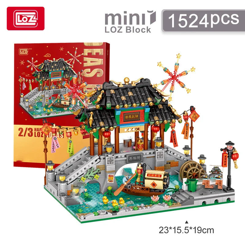 LOZ 1923 Street View Lantern Festival Pavilion Building Block Set