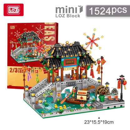 LOZ 1923 Street View Lantern Festival Pavilion Building Block Set