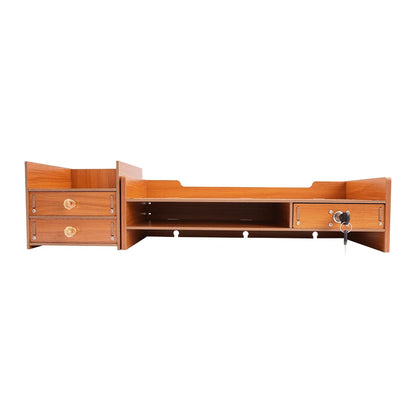 Wooden Desk Organizer W/ Drawer File Storage Desk Monitor Riser Computer Stand