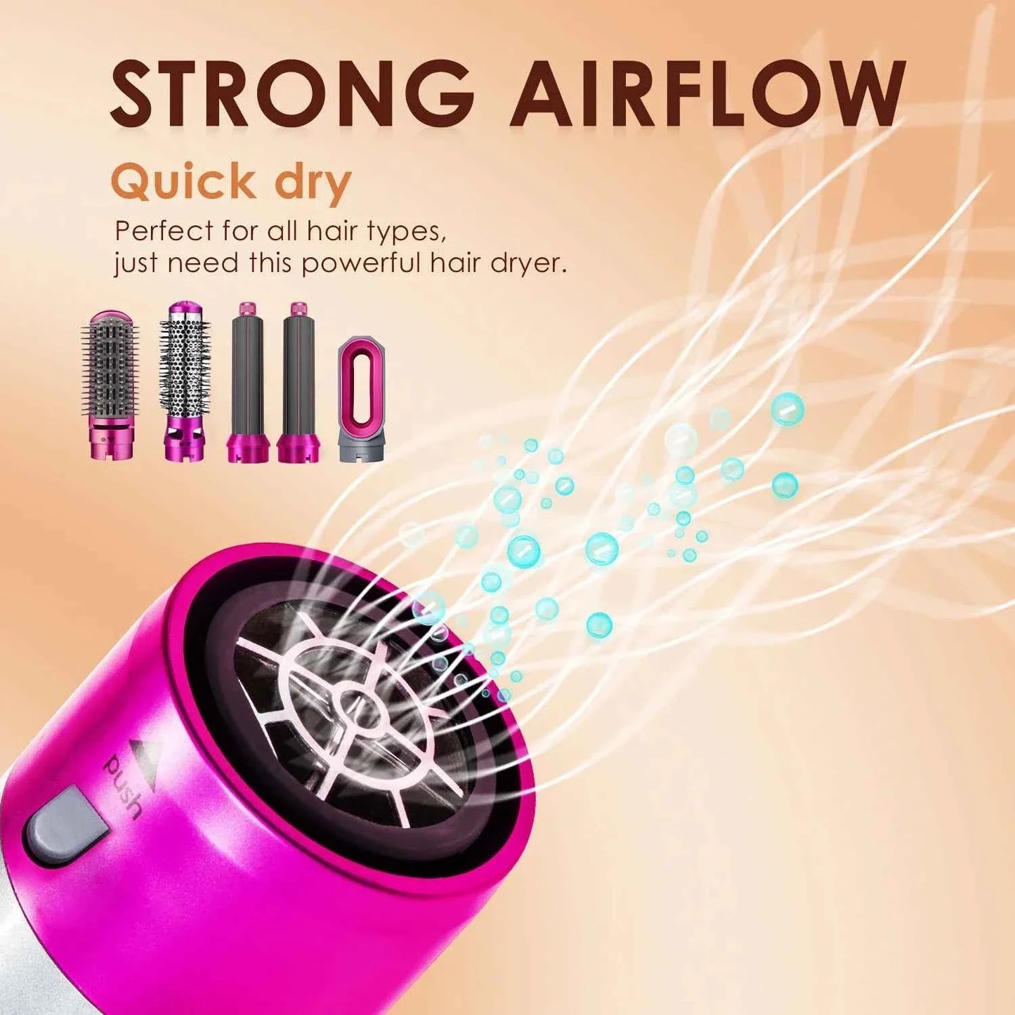 Multi Functional 5-In-1 Hair Dryer Hot Air Comb Curling Iron Dyso Air Bag Hairdresser Styling Tool Straightener Festival Gift