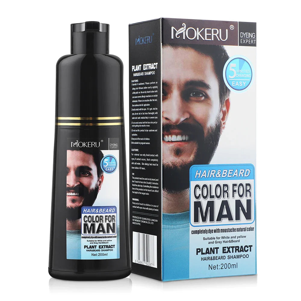 Natural Permanent Beard Dye Shampoo Repair White Grey Hair Removal Instant Mustache Dying Blacking Fast Beard Coloring for Men