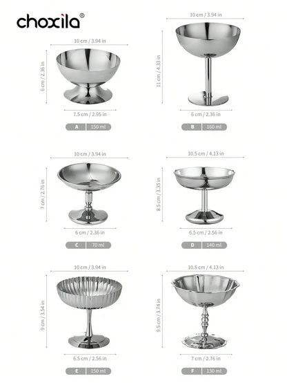 1pc Dessert Plate, Vegetable Bowl, Stainless Steel Ice Cream Cup, Tall Cup, Afternoon Tea Pudding Dessert Cup Cute Plates