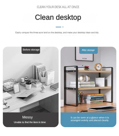 Shelf Desktop Storage  Bookshelf Student Desk Shelves Racks Office Computer Desk Tiered Cabinet Home Storage Holders Organizer
