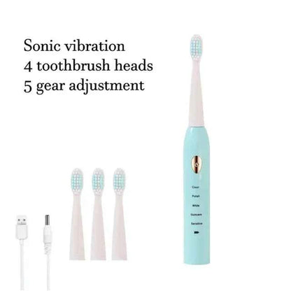 Sonic Electric Toothbrush For Adult Black White Whitening Timer Soft Hair IPX7 Waterproof 5-gear Mode USB Charging Teeth Brush