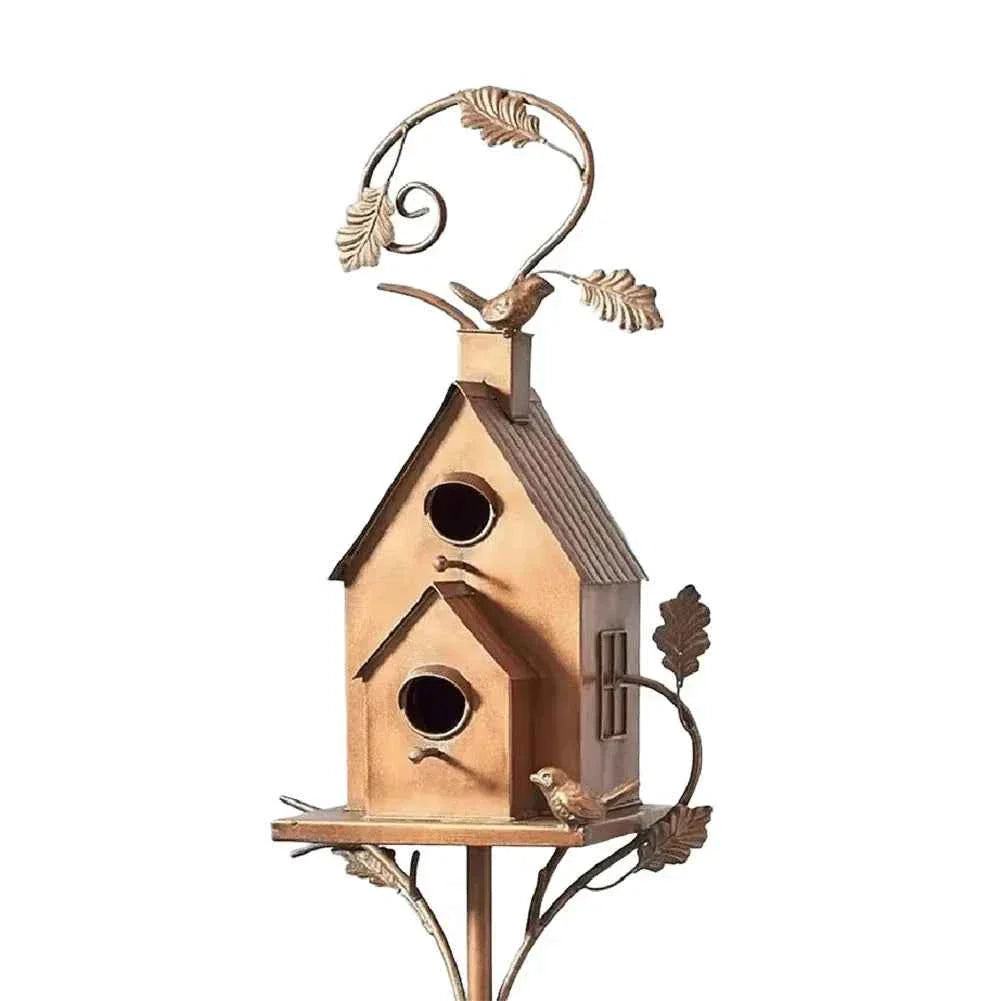 Garden Outdoor Metal Birdhouse Decoration Bird Houses for Outside with Pole Bird House Pole for Garden Yard Decoration