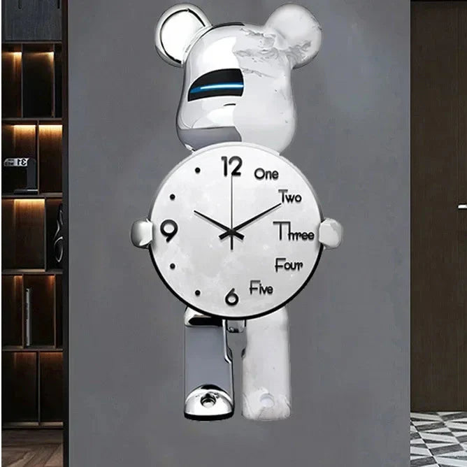Large Bear Wall Clocks CreativeBear Wall Clock Aesthetic Giant Wall-clock Luxury Living Room Decoration Dining Room Ornament