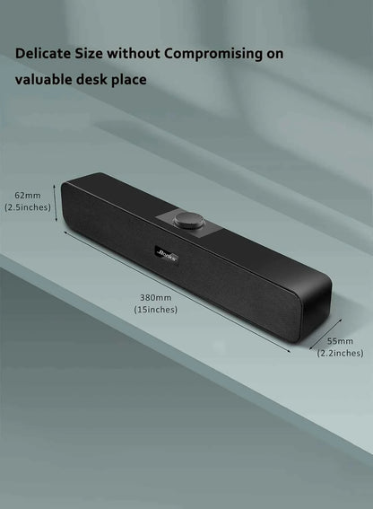 B Computer Speakers with 3.5 mm Aux, Small PC Speakers Powered by USB, USB Soundbar for Monitor，Wired USB Desktop Speaker,