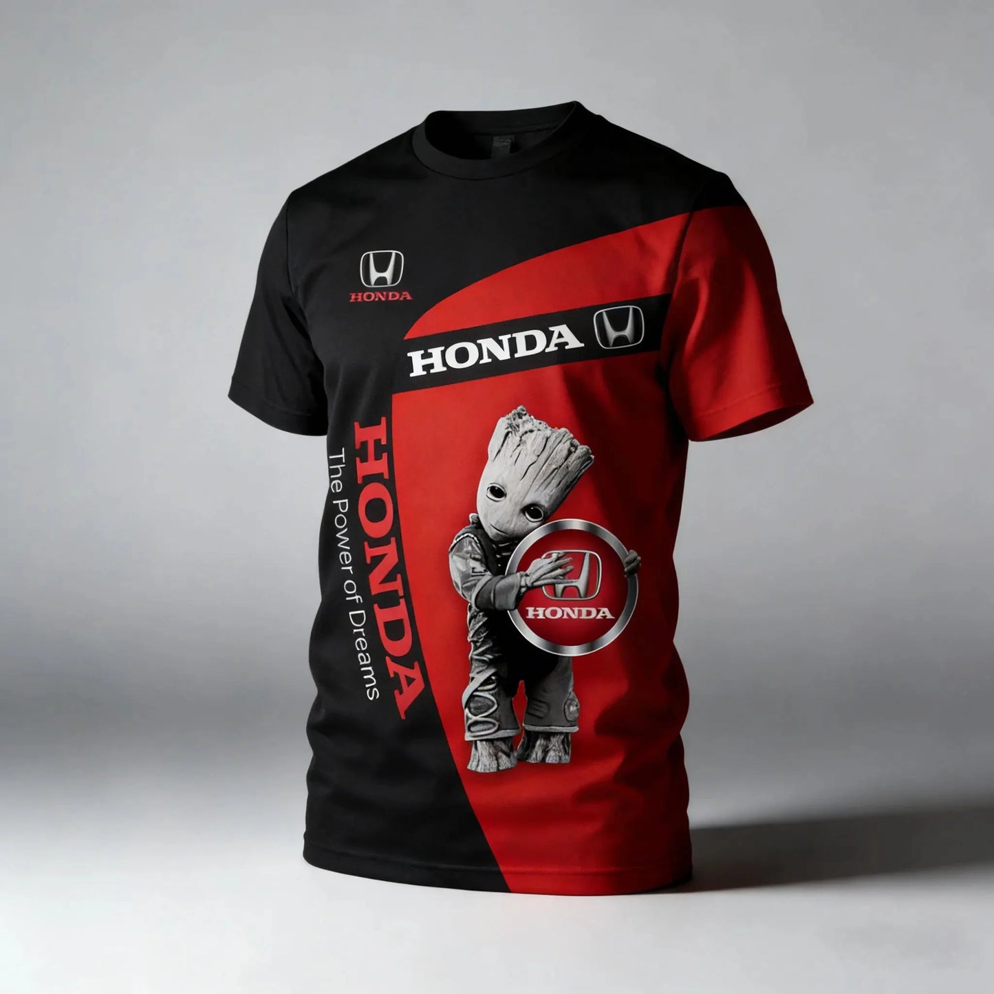 Honda Mens Tshirt In Black And Red Fashionable Street Style Cool And Cute Commuting Sports And Leisure Gatherings And Fun Exhibi