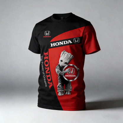 Honda Mens Tshirt In Black And Red Fashionable Street Style Cool And Cute Commuting Sports And Leisure Gatherings And Fun Exhibi