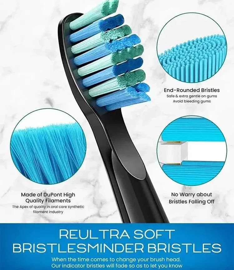 Toothink Replacement Brush Heads - Compatible with Fairywill/Seago FW-507/508/917/959 - 5-10Pcs Dupont Bristle Set