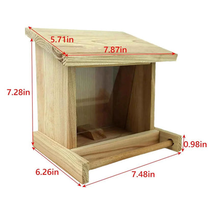 Wood Bird House Feeder with Perch, Outdoors Hanging Bird Feeding Station for Medium Small Birds Parrots