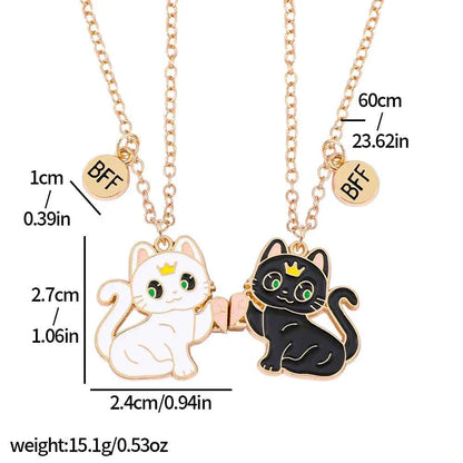 Best Friend Necklace for 2 Gifts Friendship Pendant Necklaces Matching Magnetic Cat BFF Necklace for 2 Girls