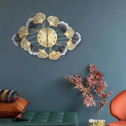 Background Art Display Design Round Gold Clock 8"