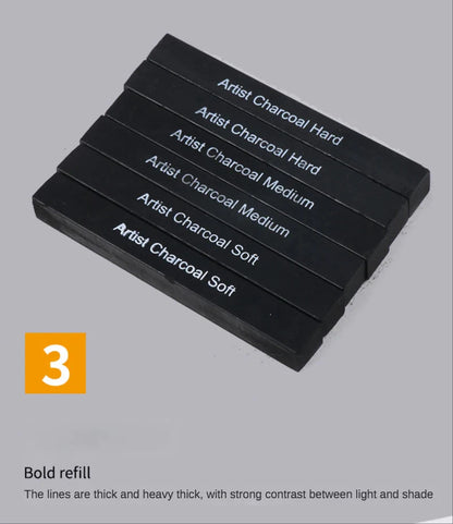6pcs Set Square Sketch Carbon Stick Compressed Carbon Bar Drawing Carbon Pen Artist Drawing Carbon Bar Carbon Bar Art Supplies