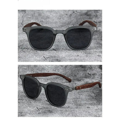 Sunglasses for Men Women Trendy Retro Wood Grain Polarized UV Protection Eyewear Cycling Outdoor Street Photography Sunglasses