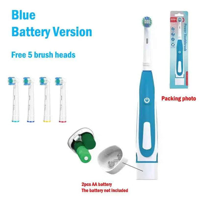 Electric Toothbrush Rounded 3D Heads Teeth Brush Soft Bristle Vibrate Rotation Gum Care Battery Power Teeth Whitening For Adults