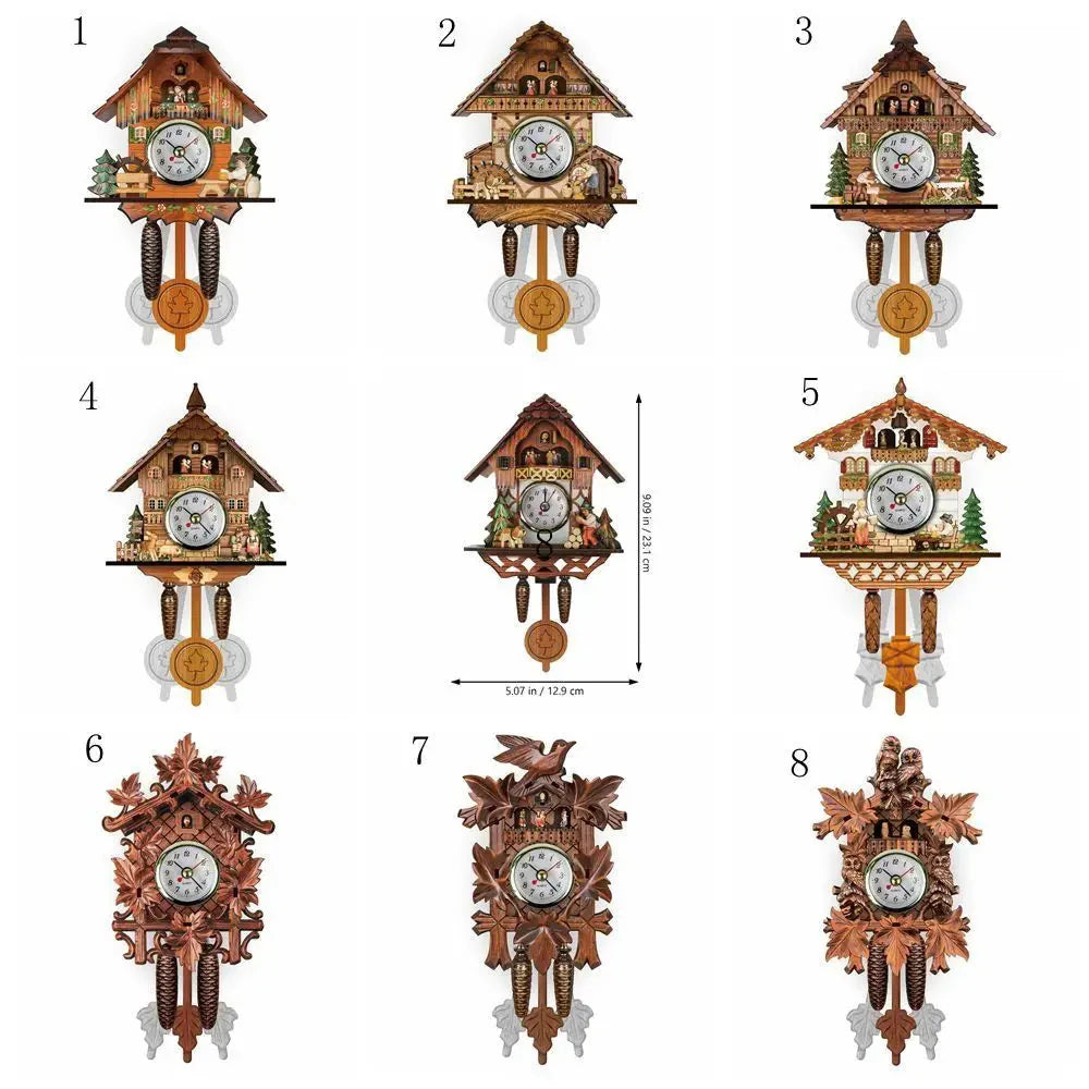 Forest Tower Wood Pendulum Vintage Clocks Vintage Silent Wood Wall Clock Wooden 3D Chiming 3D Chiming Clock Housewarming Gift