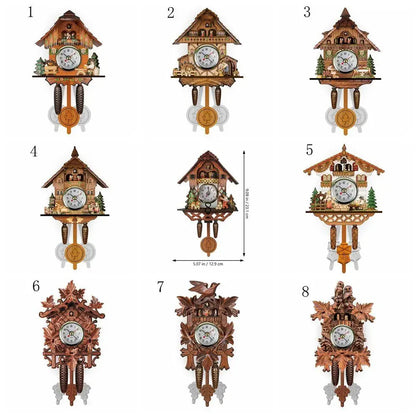 Forest Tower Wood Pendulum Vintage Clocks Vintage Silent Wood Wall Clock Wooden 3D Chiming 3D Chiming Clock Housewarming Gift