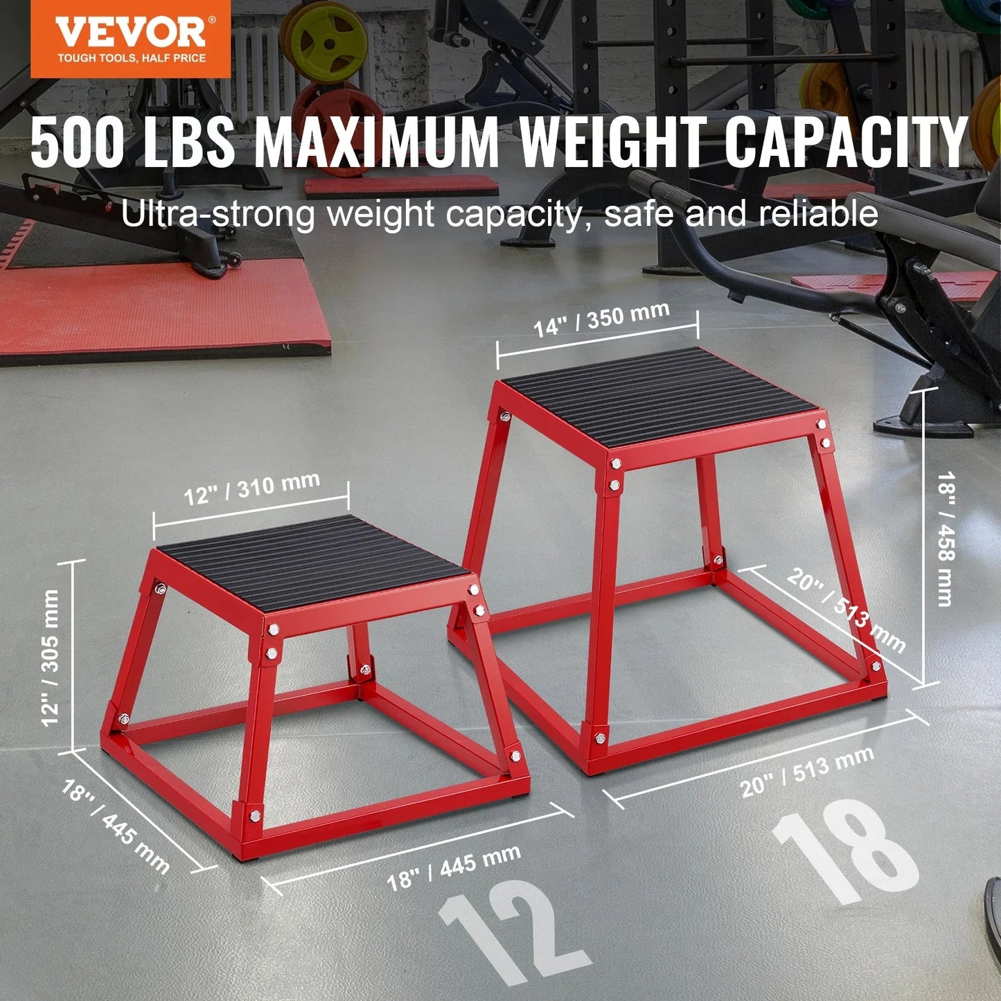 SucceBuy 12/18 Inch  Jump Box Anti-Slip Fitness Exercise Step Up Box For Home Gym Training Conditioning Strength Training