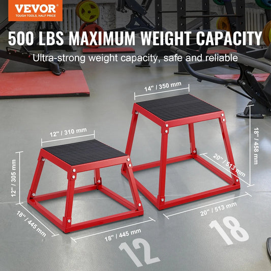 SucceBuy 12/18 Inch  Jump Box Anti-Slip Fitness Exercise Step Up Box For Home Gym Training Conditioning Strength Training