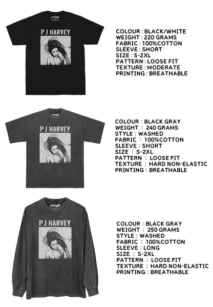 PJ Harvey T-Shirt Rid Of Me Indie Rock Singer John Parish Kate Bush Printed Short Sleeves Men's Printed Loose Clothing Shirt