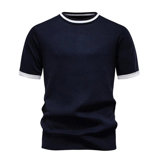 Mens Summer Knit T shirts Crew NecK Ribbed Tee Shirts Short Sleeve Stretch Tee Soft Comfortable Casual Shirts