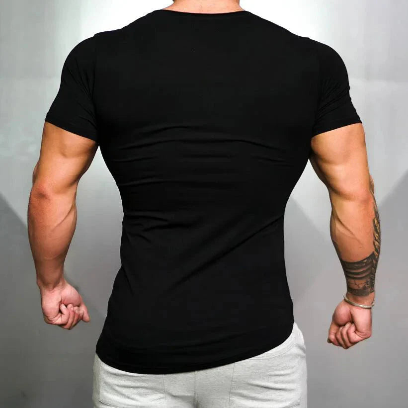 Mens Running Sport Slim Fit T-shirts Summer Cool Cotton Breathable Short Sleeve Clothing Gym Bodybuilding Fitness Muscle Shirts
