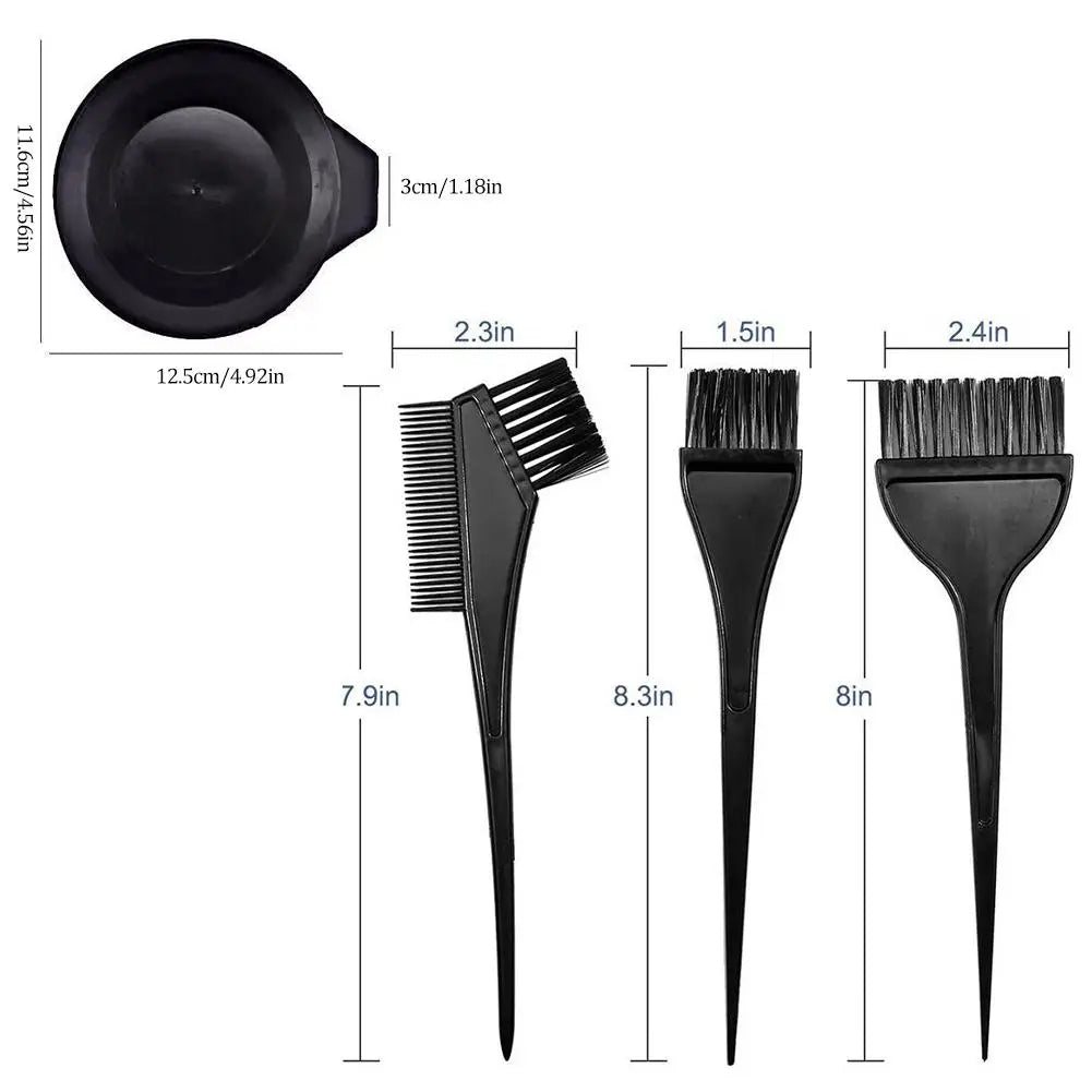 4Pcs Home Salon Hair Dyeing Brush Set Hair Dyeing Cream Bowl Coloring Brush Comb Kits Hair Tint Applicator Barber Styling Tool