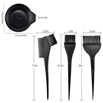 4Pcs Home Salon Hair Dyeing Brush Set Hair Dyeing Cream Bowl Coloring Brush Comb Kits Hair Tint Applicator Barber Styling Tool