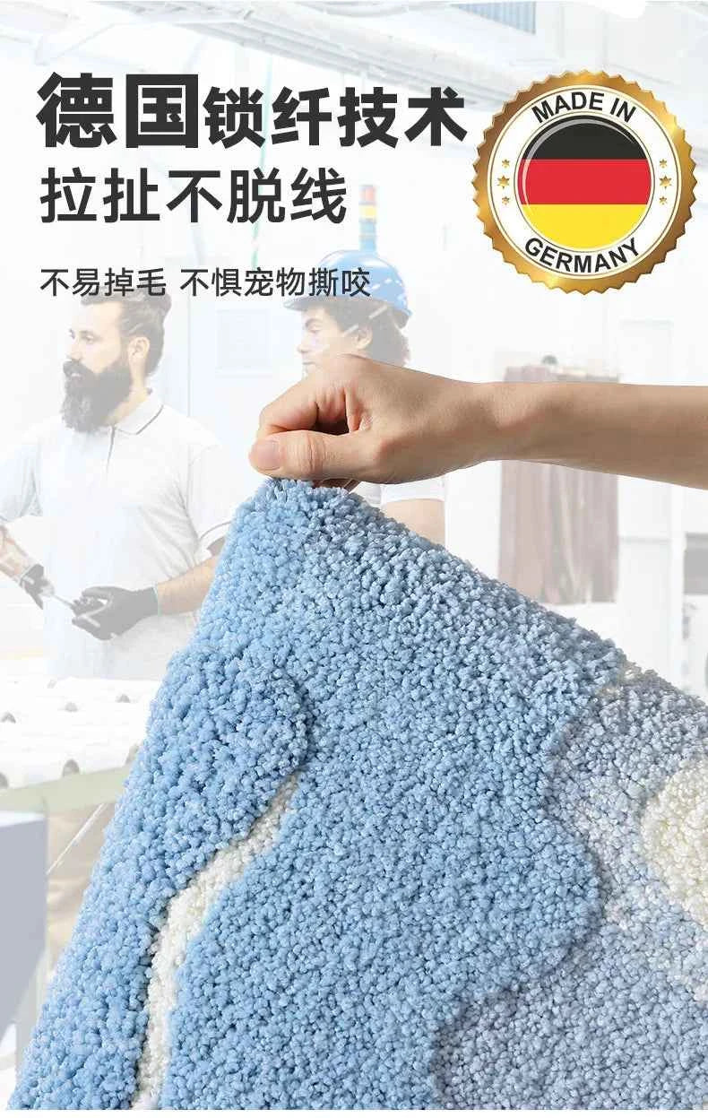 Bathroom Mat, Absorbent Anti Slip, Dirt Resistant Door Mat for Bathroom Entrance,Foot Mat, Flocking, Wave Shaped,Home Decoration