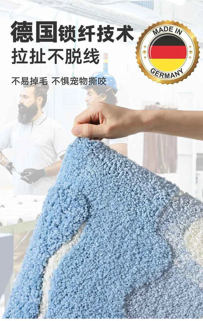 Bathroom Mat, Absorbent Anti Slip, Dirt Resistant Door Mat for Bathroom Entrance,Foot Mat, Flocking, Wave Shaped,Home Decoration