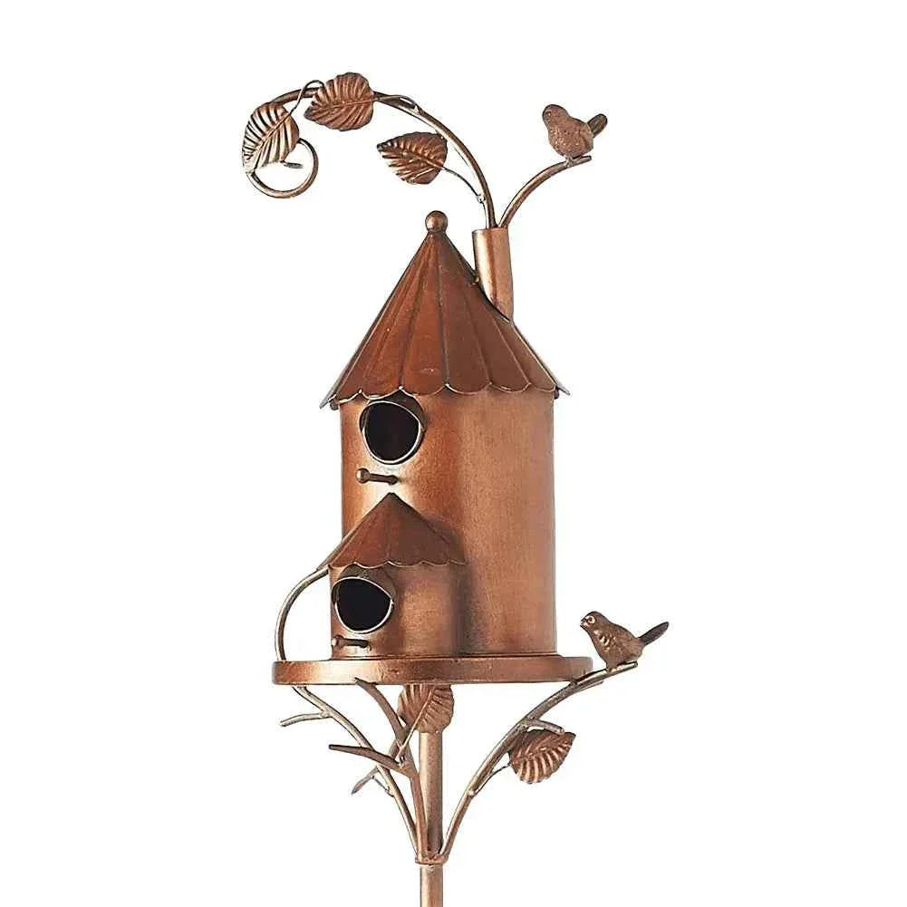 Garden Outdoor Metal Birdhouse Decoration Bird Houses for Outside with Pole Bird House Pole for Garden Yard Decoration