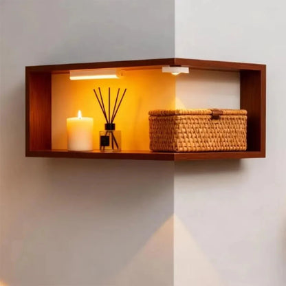 Space Saving 90 Degree Corner Wall Shelf Floating Shelf Suspended Wooden Display Shelf Wall Mounted Corner Bookshelf Home