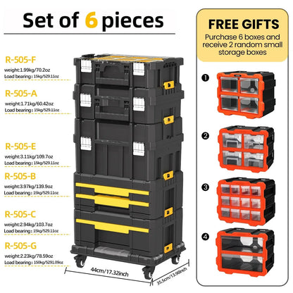 AIRAJ MultiFunctional Tier Stackable Rolling Plastic Portable Folding Tool Storage Box , Suitable for Garage Storage