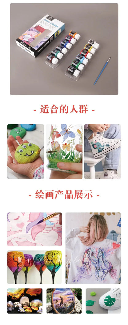 Acrylic Paint Set 6/12 Colors 25ml,Water-Proof Portable Art Rich Pigments for DlY Craft,Drawing,Painting,Canvas, Rock
