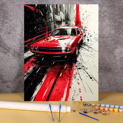 Acrylic Paint By Numbers Red Sports Car  Painting By Numbers On Canvas Coloring By Number For Adults Paint Digital Art