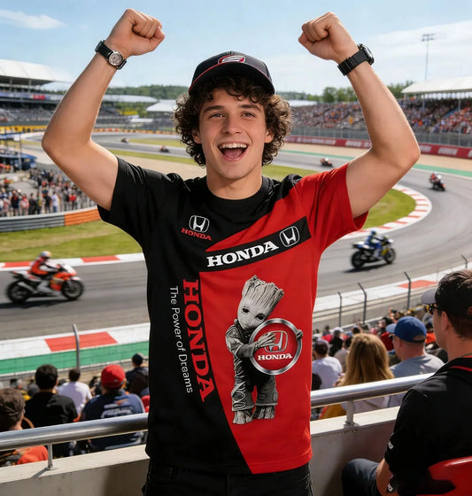 Honda Mens Tshirt In Black And Red Fashionable Street Style Cool And Cute Commuting Sports And Leisure Gatherings And Fun Exhibi