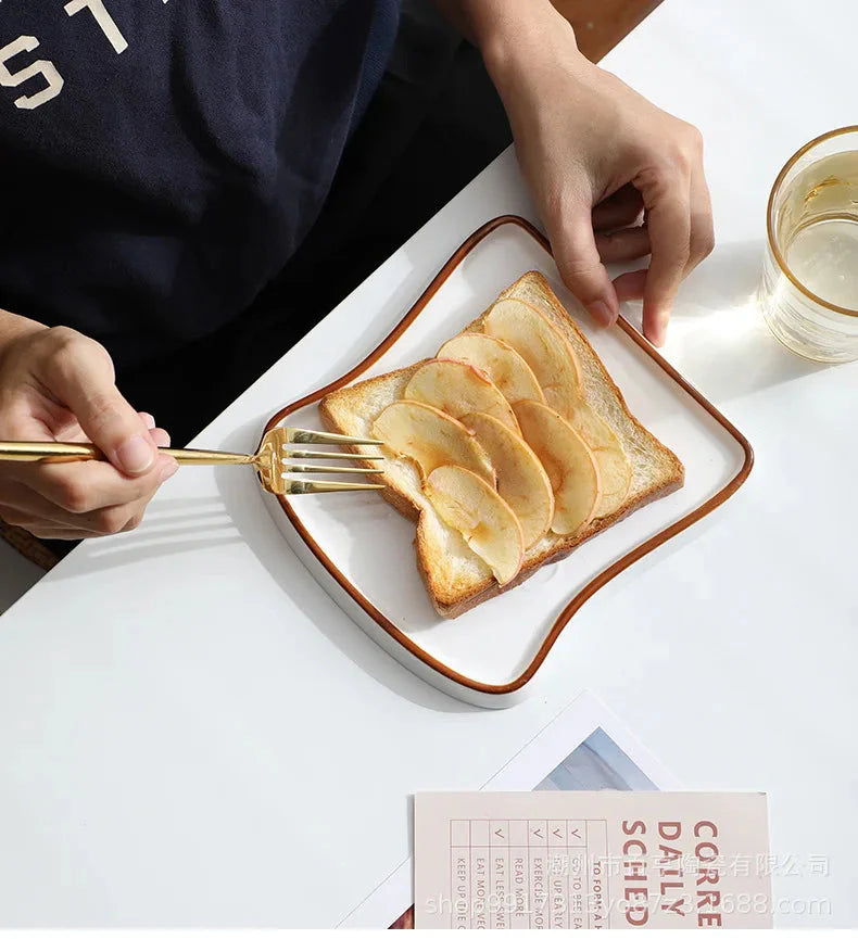 Ceramic Dinner Plate Household Creative Bread Plate Toast Plate Dessert Plates Cake Plates Breakfast Plates Ceramic Tableware