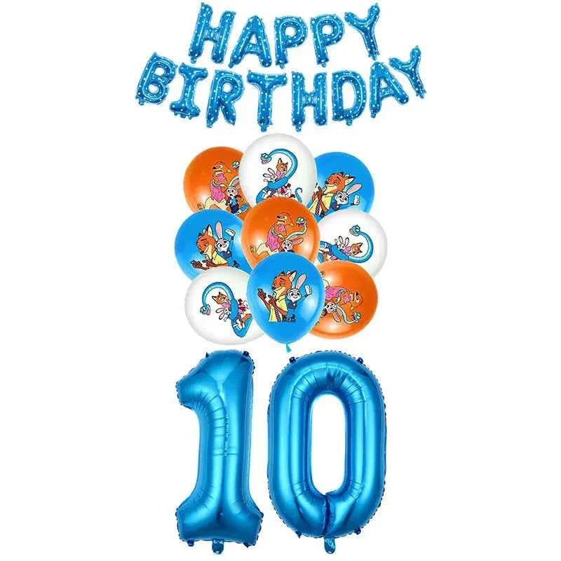 Zootopia Theme Party Supplies Nick Judy Birthday Decoration Balloon Set Tableware Kit Banner Plates Gifts Bags Keychains Sticker