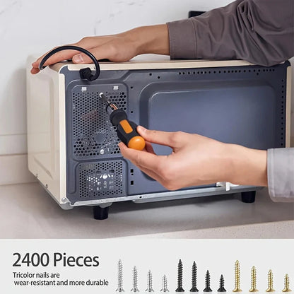 2400pcs Miniature Self-Tapping Screws, M2 Wood Screws, Phillips Head Screws, Flat Head Screws, Gold, Black, Silver Set