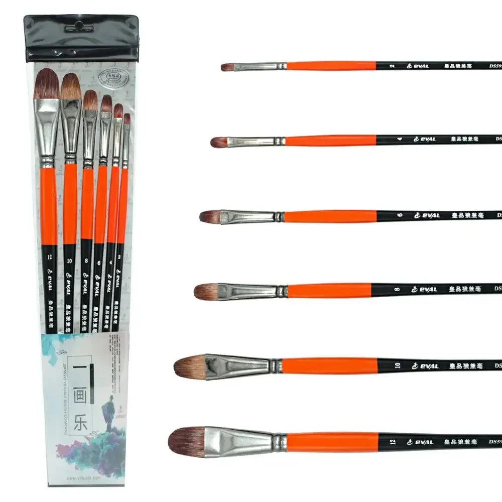 6pcs/set Wool hair Artist Watercolor Brushes Acrylic Oil Brushes Gouache Painting Brush Professional Paint Brush Art supplies