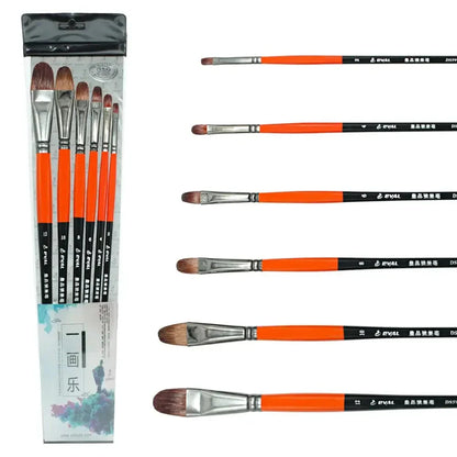 6pcs/set Wool hair Artist Watercolor Brushes Acrylic Oil Brushes Gouache Painting Brush Professional Paint Brush Art supplies