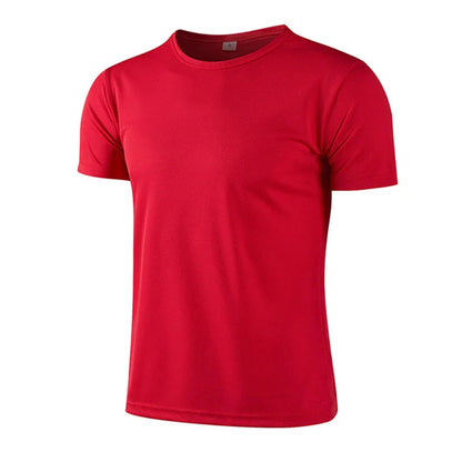 Mens T-shirt Print Casual Exercise Tops Outdoor Jogging Marathon Clothing Summer Quick-Drying Mesh Tees Daily Cycling Sportswear