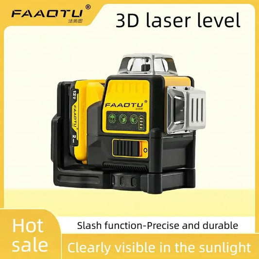 FAAOTU DW089LG 12 Lines 3 Sides 360 Degree Vertical 12V Lithium Battery Laser Level Horizontal Green Meter Outdoor