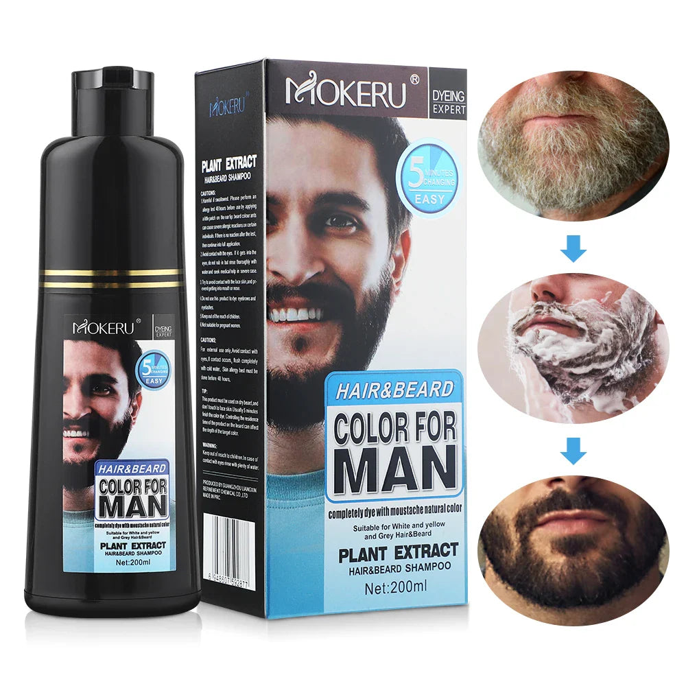 Natural Permanent Beard Dye Shampoo Repair White Grey Hair Removal Instant Mustache Dying Blacking Fast Beard Coloring for Men