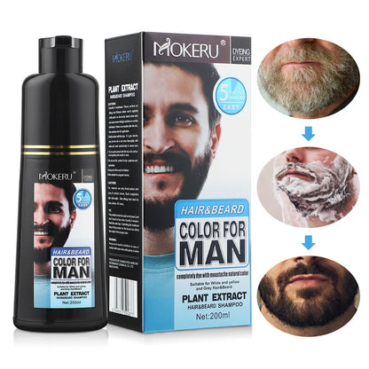 Natural Permanent Beard Dye Shampoo Repair White Grey Hair Removal Instant Mustache Dying Blacking Fast Beard Coloring for Men